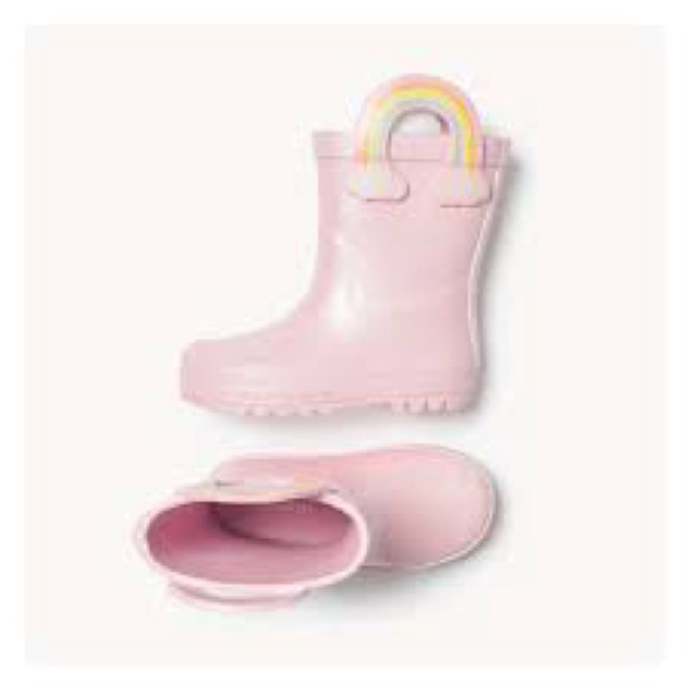 Joe Fresh Pink Kids Rain Boots with Rainbow Accent 🌸🌈